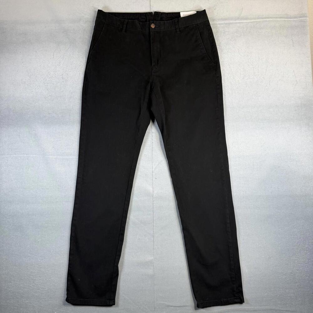 Mott & Bow Chino Pants Mens 32x32 Black Everyday Comfort Twill Flat Front